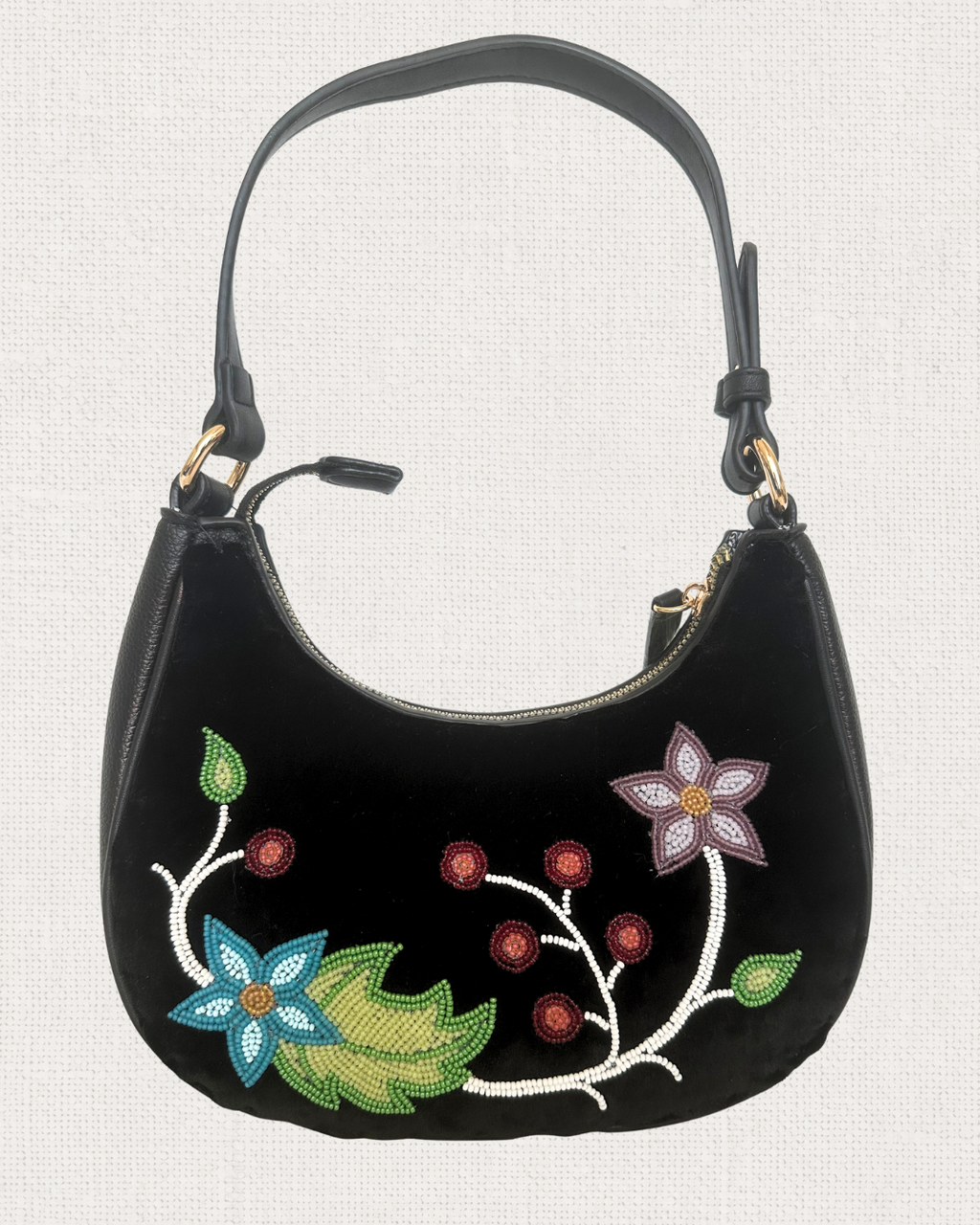 Floral Beaded Shoulder Purse