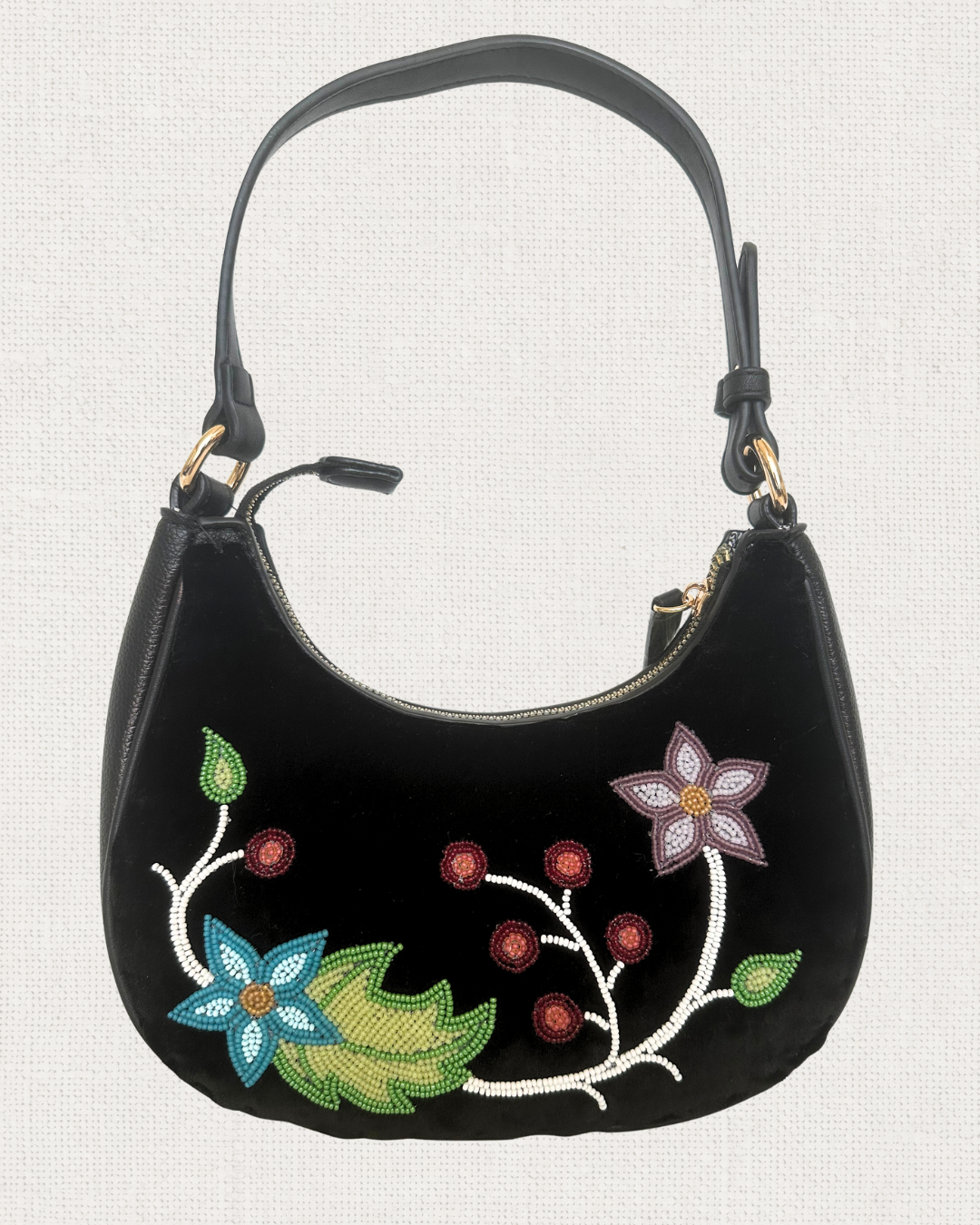 Floral Beaded Shoulder Purse