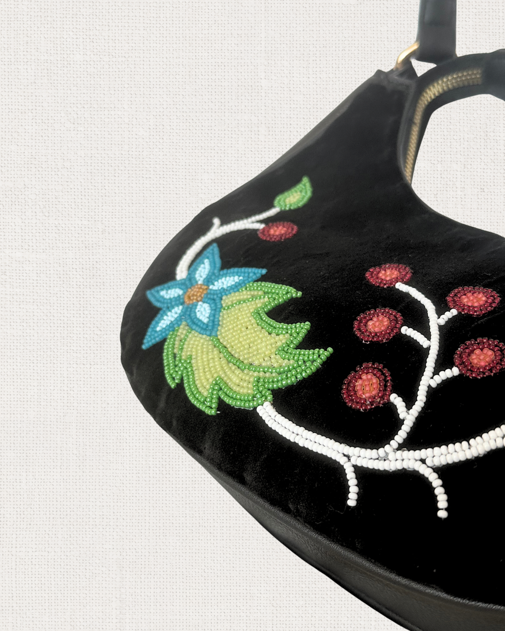 Floral Beaded Shoulder Purse