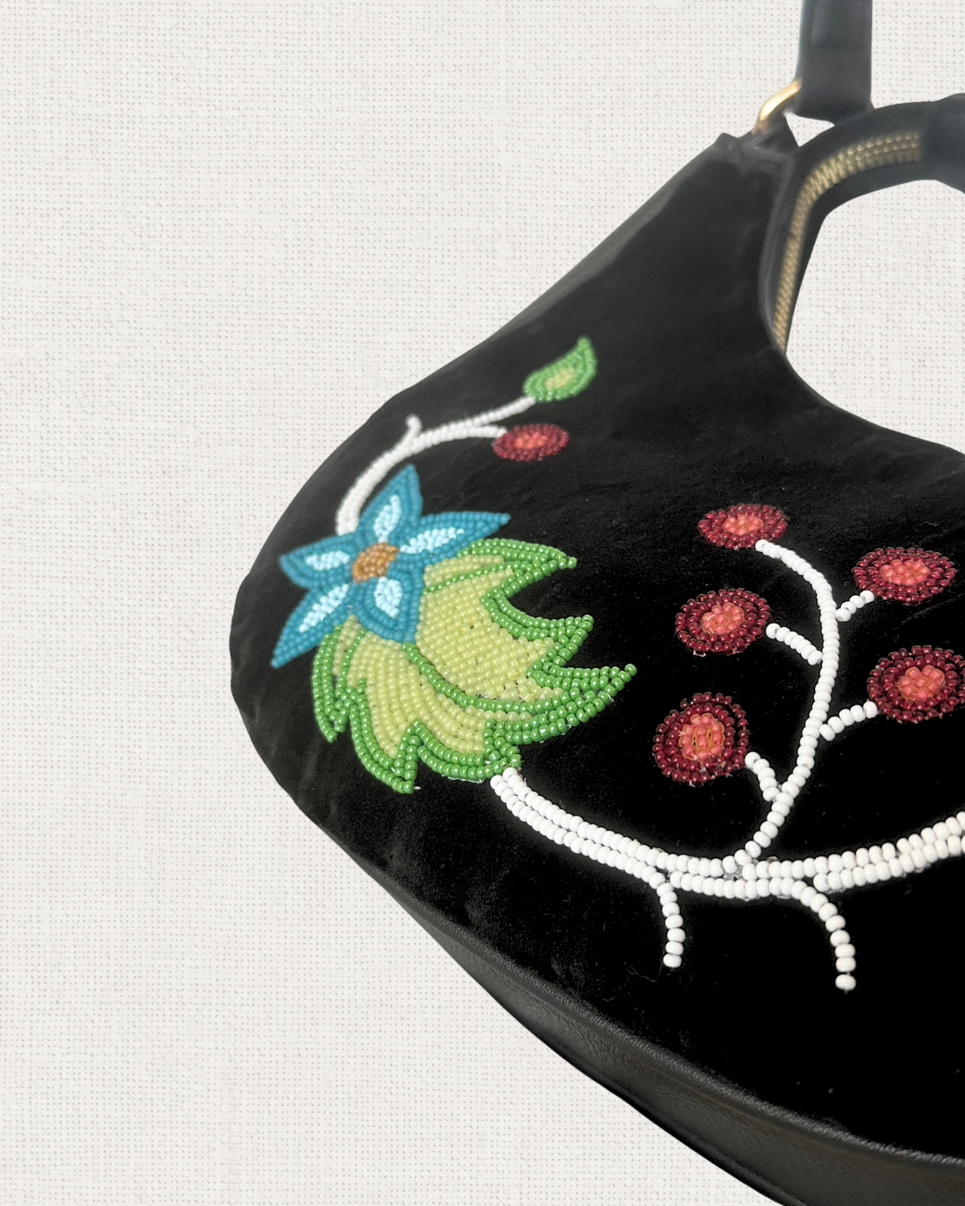 Floral Beaded Shoulder Purse