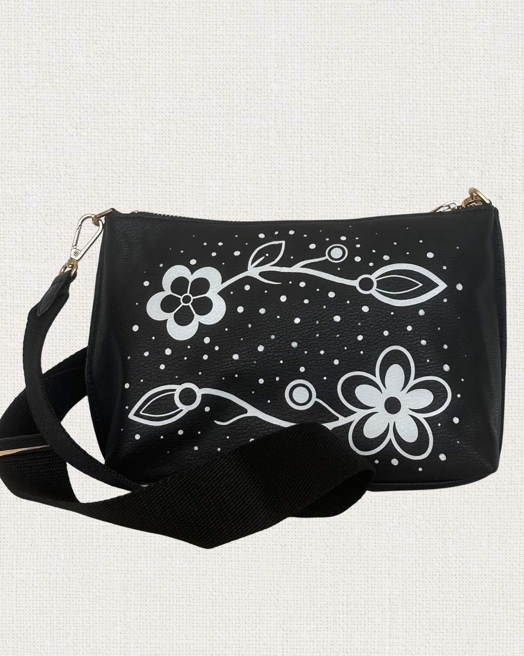 Black Floral Crossbody Purse